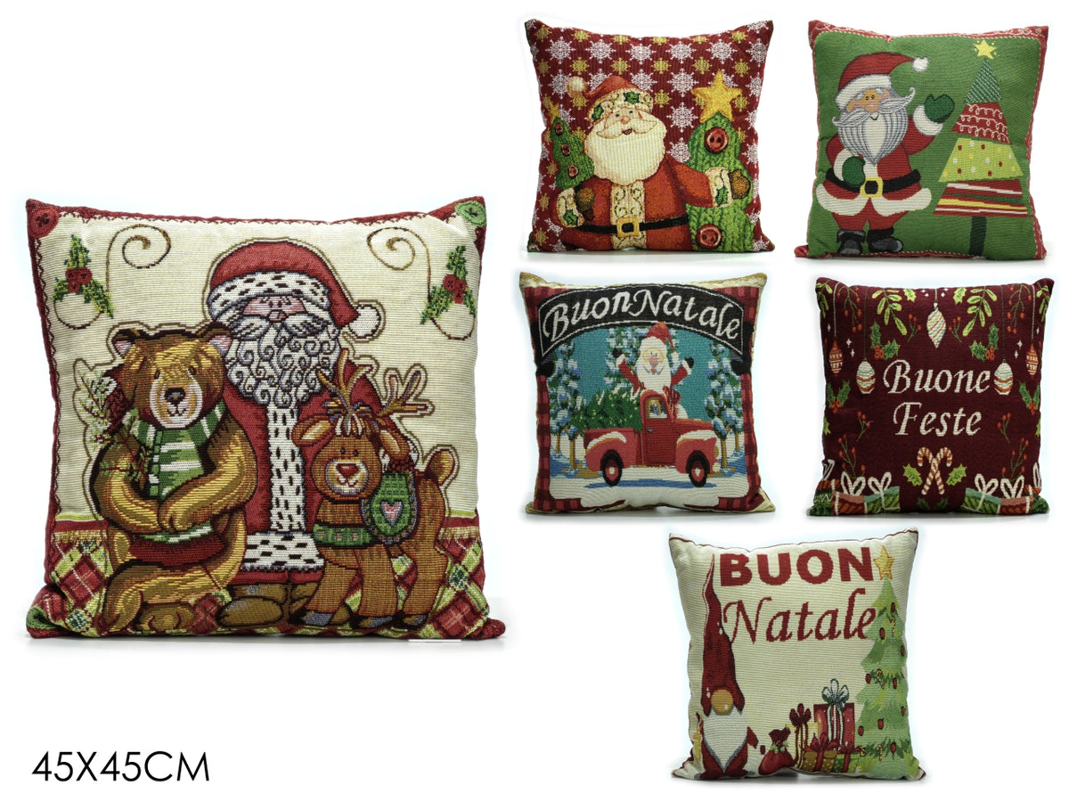 Cuscino natalizio gobelin 45x45cm in 6 assortimenti