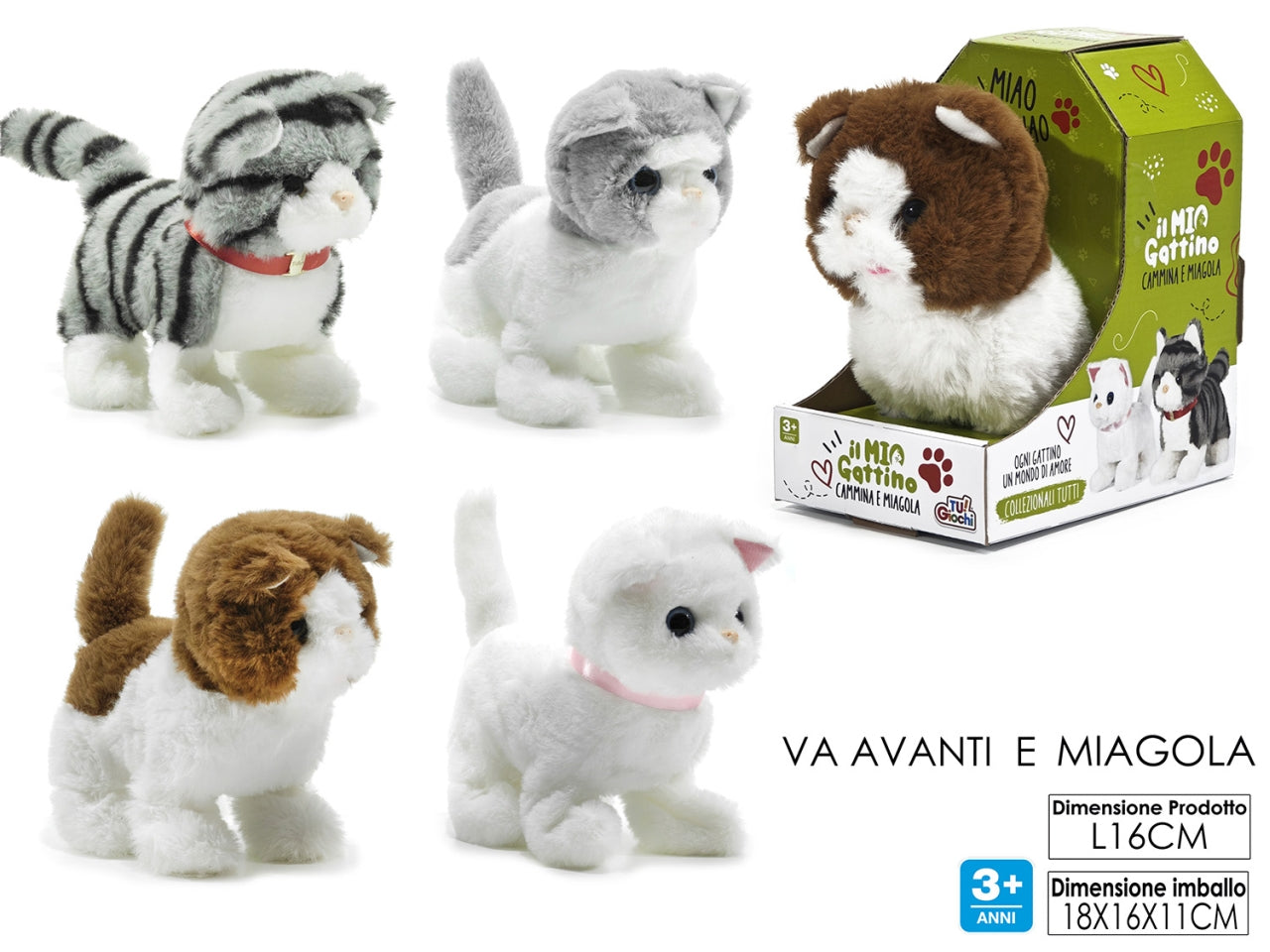 Gattino a batteria con 2 funzioni in 4 assortimenti