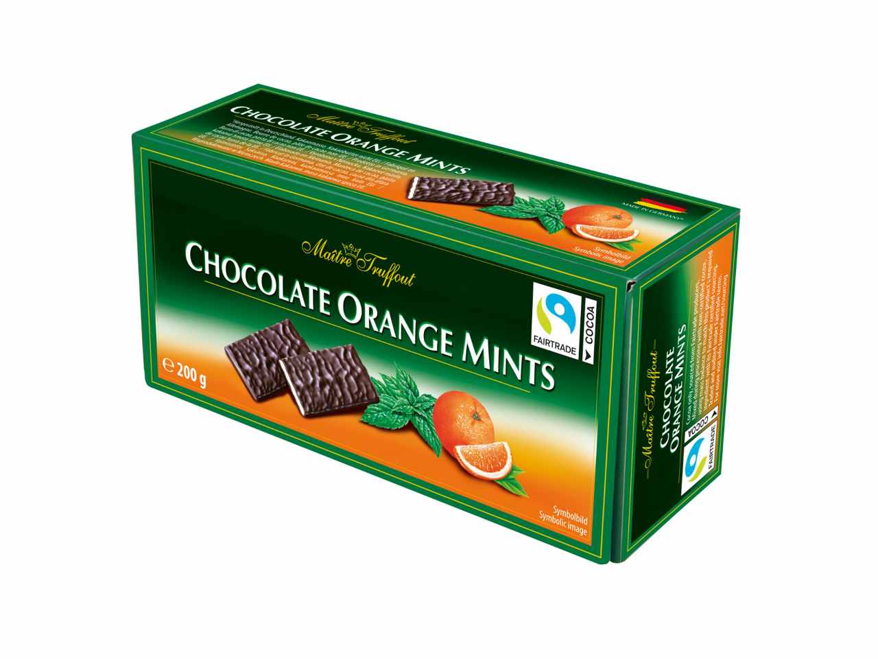 Chocolate mints cioccolata fondente con ripieno alla menta e arancio 200gr