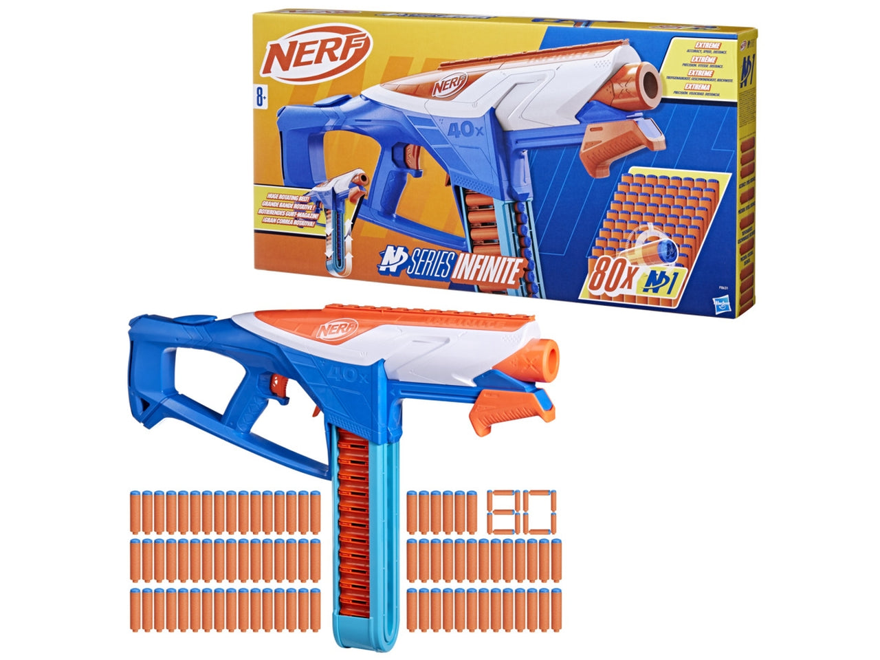 Nerf N-series Infinite 80 Proiettili, Mitraglietta Giocattolo per bambini 8 +