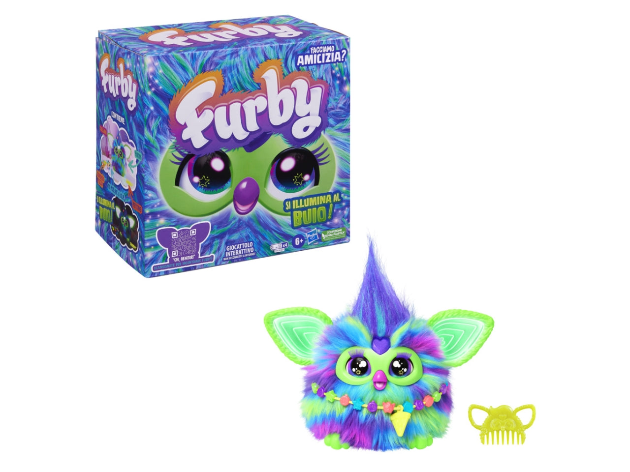 Peluche Elettronico Furby - Aurora Furborealis: Giocattolo per Bambine 6+ | Dimensioni 12,7x22,86x22,86 - Hasbro