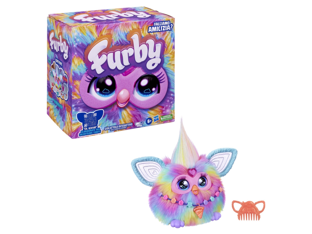 Peluche Elettronico Furby - Arcobaleno: Giocattolo per Bambine 6+ | Dimensioni 12,7x22,86x22,86 - Hasbro