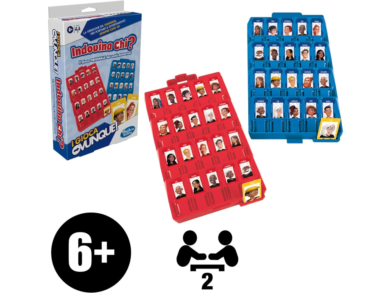 Indovina Chi? I Gioca Ovunque, il gioco originale dei volti misteriosi per bambini e bambine, gioco portatile per 2 giocatori, gioco da viaggio per bambini e bambine | Hasbro