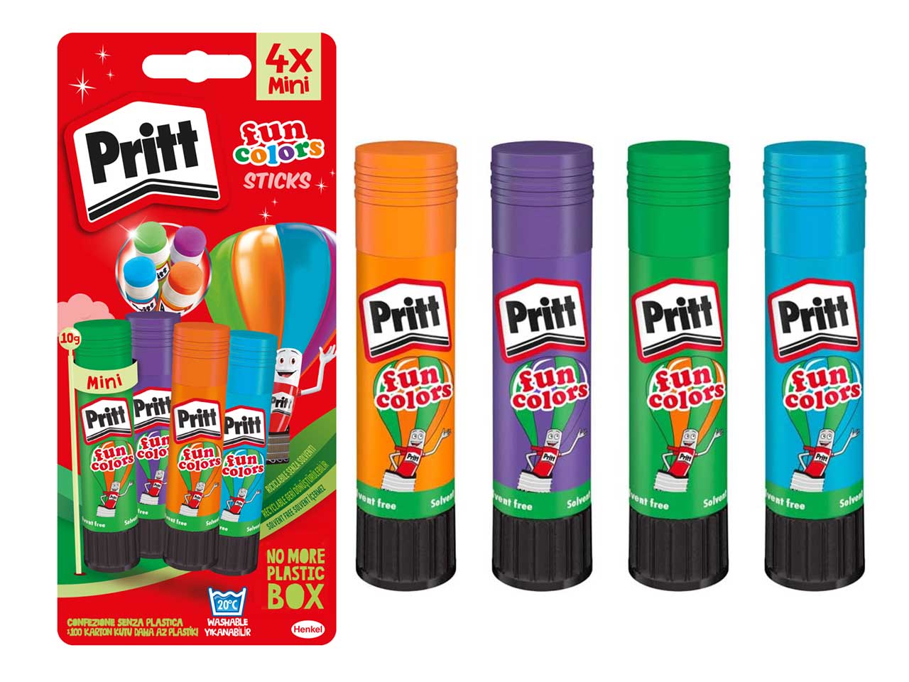 Pritt colla stick fun colors 10g blister da 4 sticks