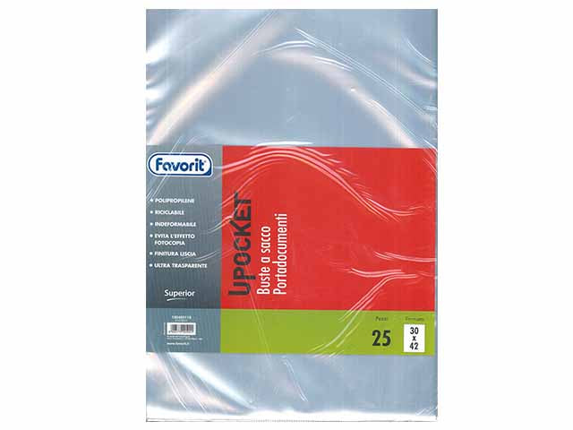 Buste a sacco favorit in polipropilene trasparente 30x42cm