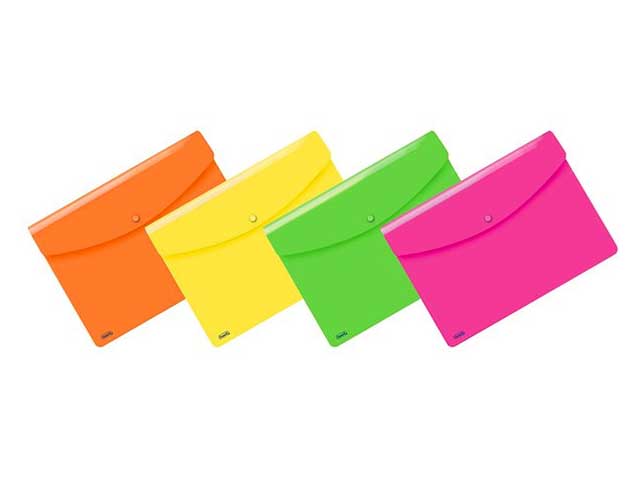 Busta neon con bottone A4 colori assortiti