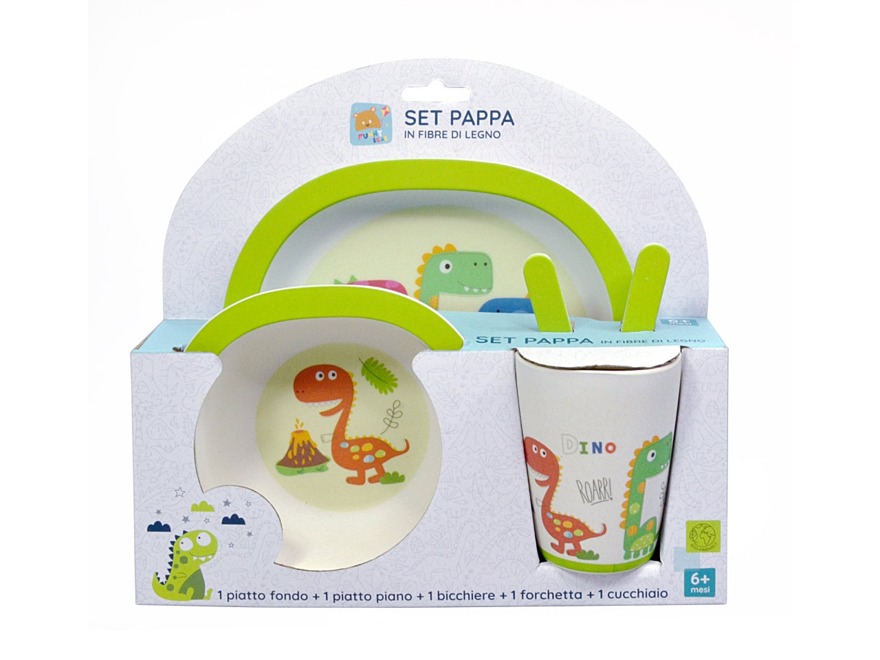 Set pappa in fibre di legno composto da 5 accessori