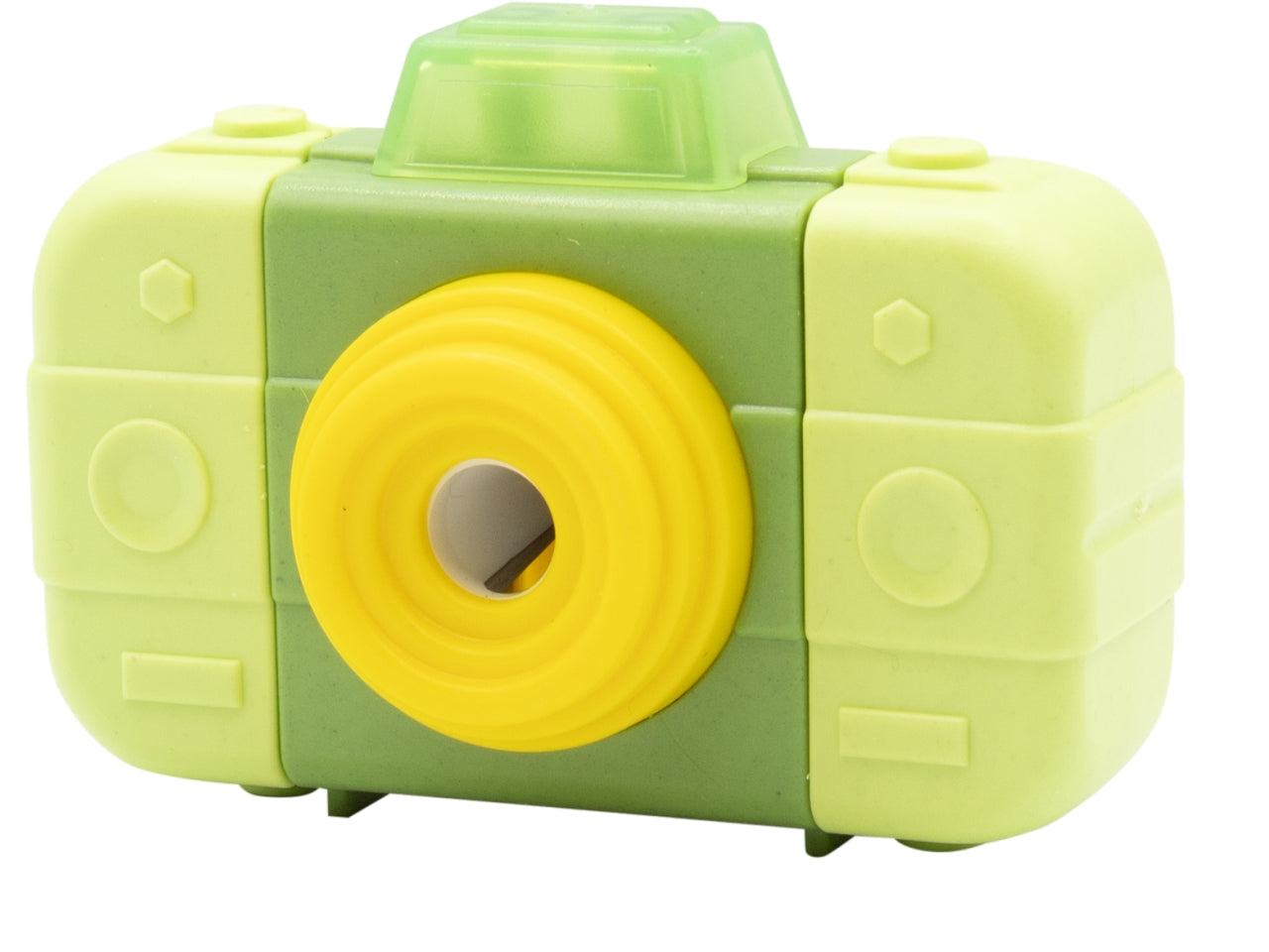 Temperamatite con gomma  a forma di macchina fotografica 2 in 1