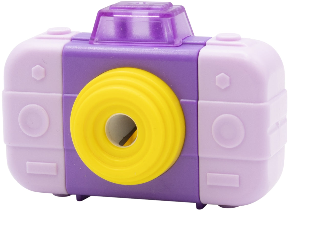 Temperamatite con gomma  a forma di macchina fotografica 2 in 1