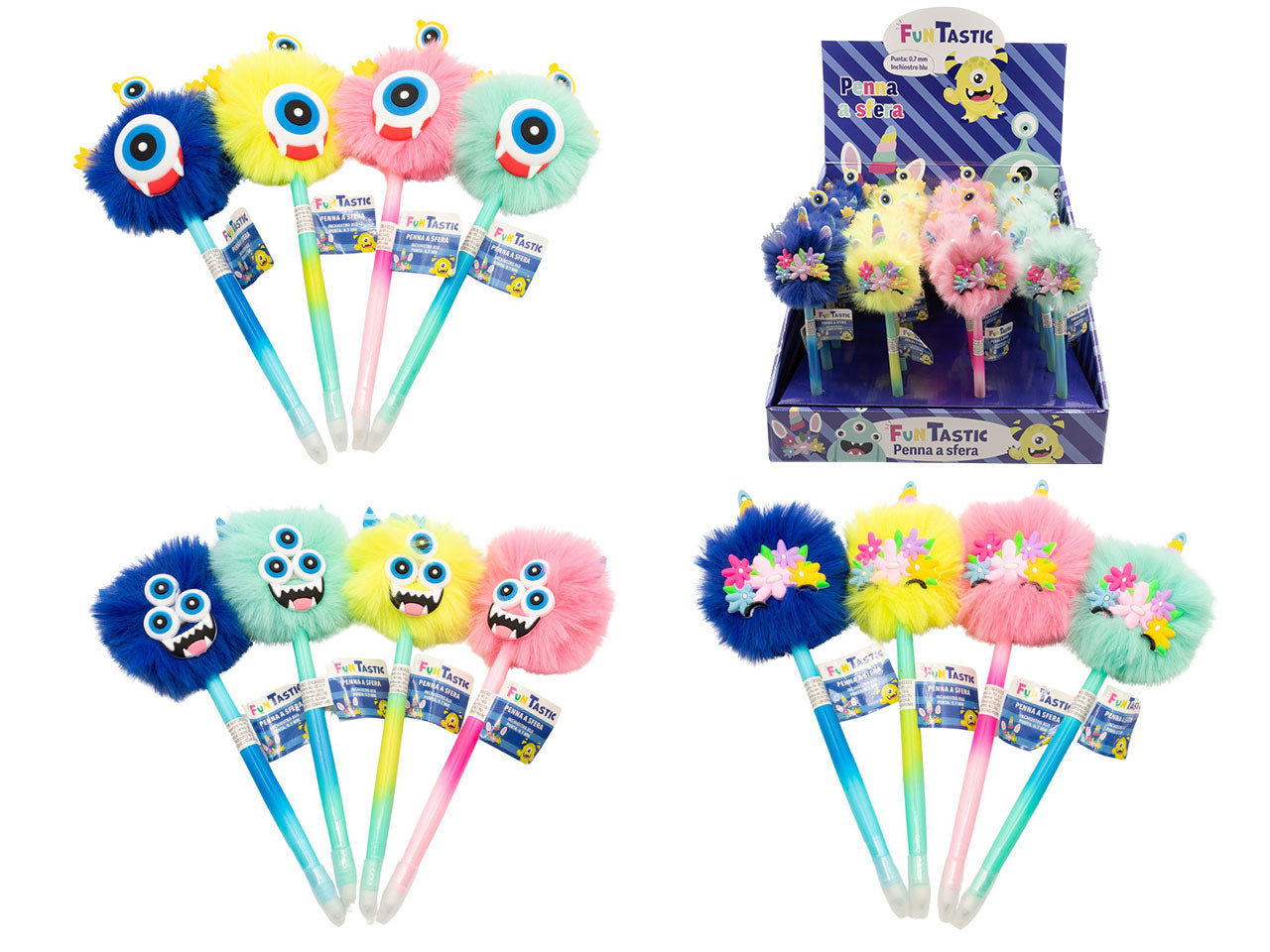 Penna a sfera pelosa mostri e unicorno