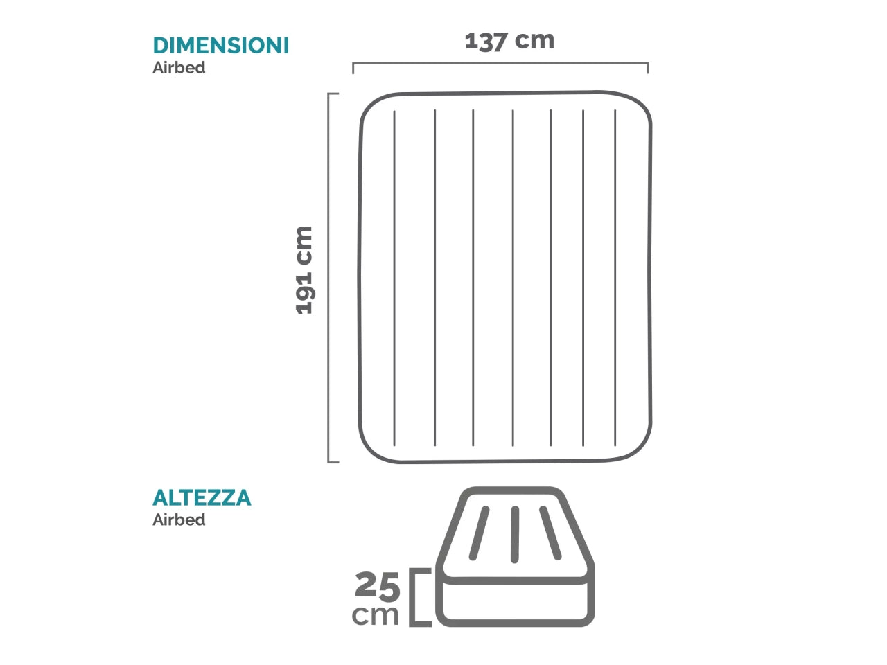 Materassino classic downy 1 piazza e 1/2 137x191x25cm