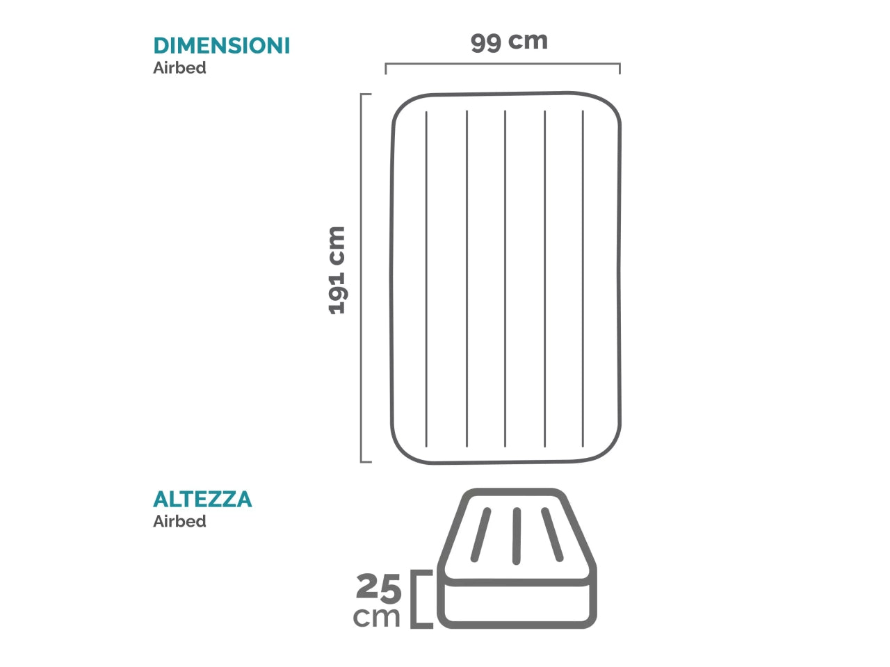 Materassino classic downy singolo 99x191x25
