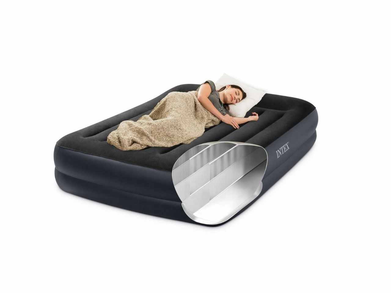 Materasso dura beam pillow rest matrimoniale con tecnologia fiber tech e pompa elettrica incorporata 152x203x42cm