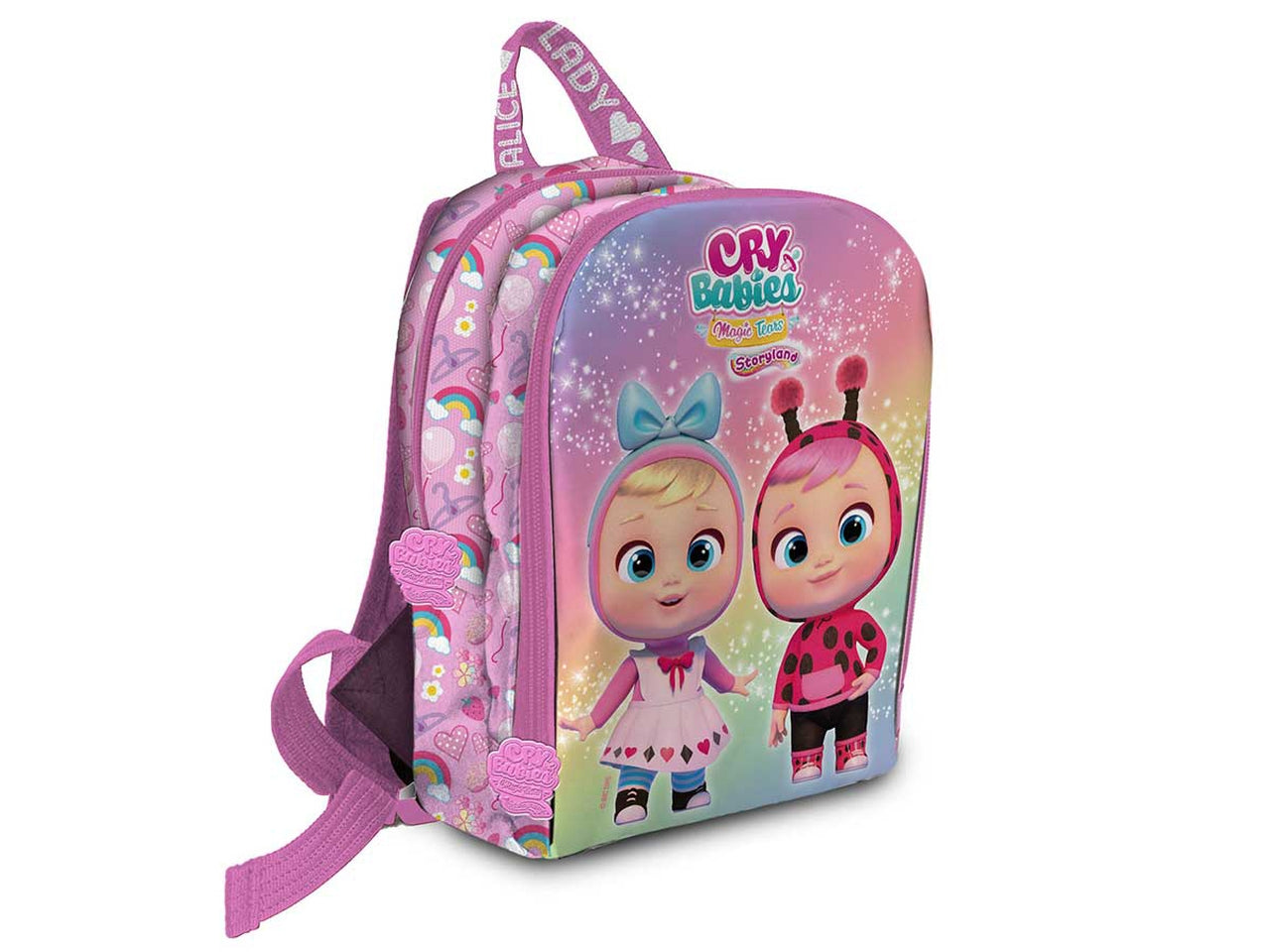 Zaino per asilo bimba medio Cry Babies tessuto multicolor con zip 2 scomparti - 30x22x11 cm - Coriex