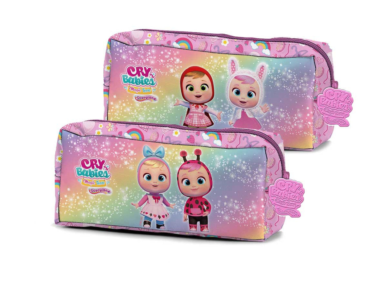 Borsellino scuola bimba rettangolare ad 1 zip Cry Babies tessuto multicolor - 20x7x3,5 cm -  Coriex
