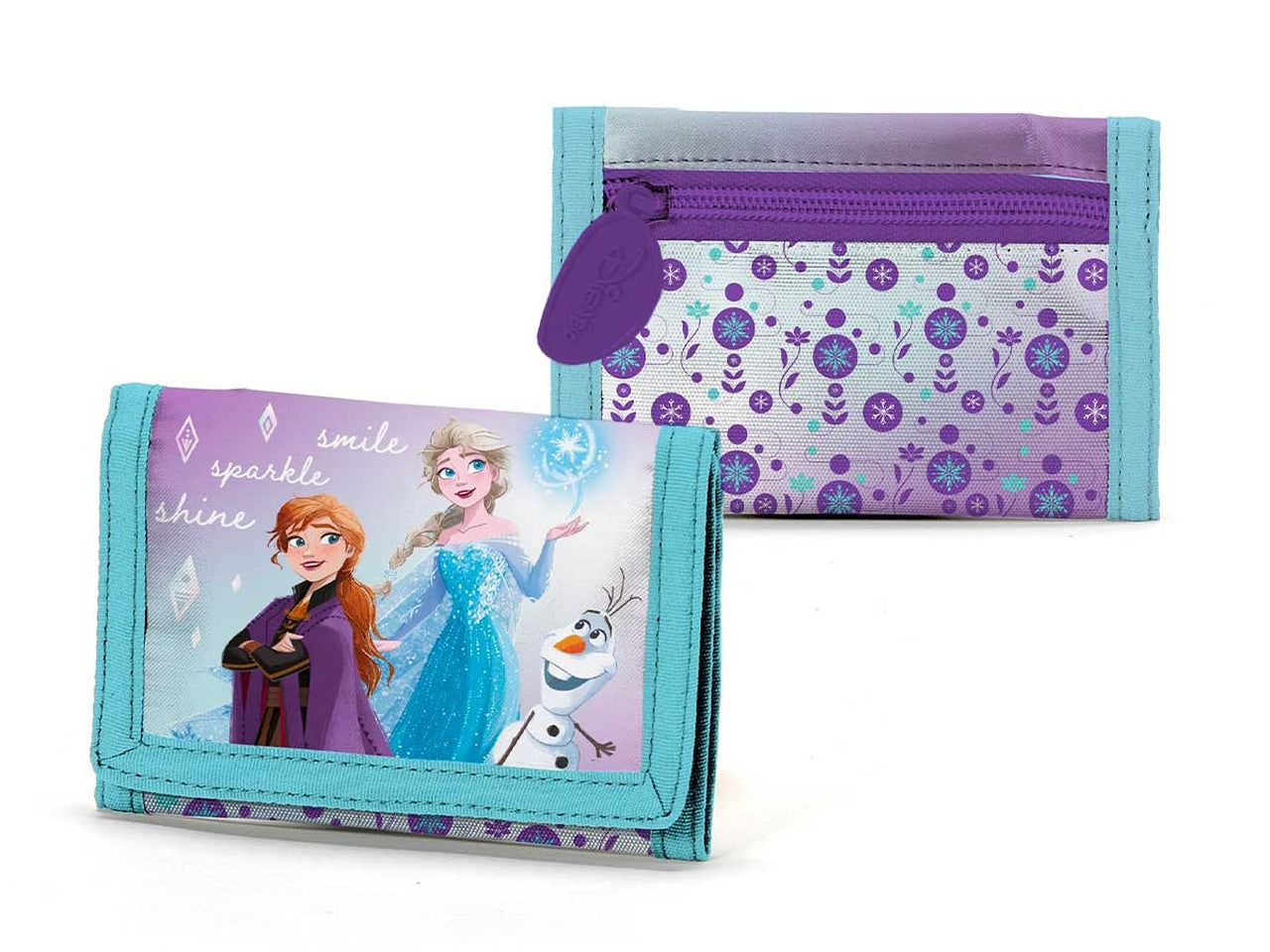 Frozen portafoglio da bambina in poliestere lilla 13x8 cm - Coriex