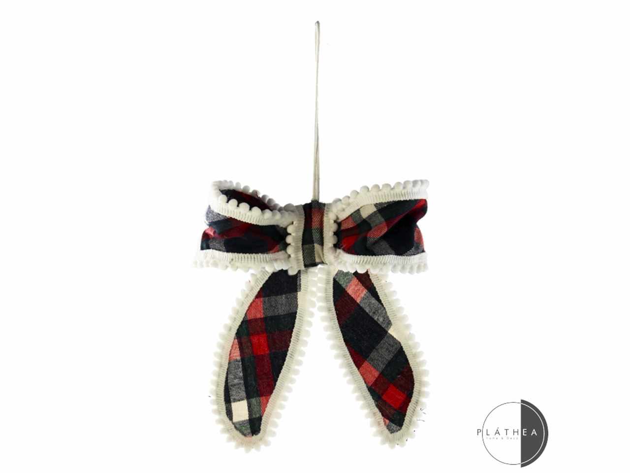 Decoro fiocco rosso scozzese 21x21cm in poliestere $