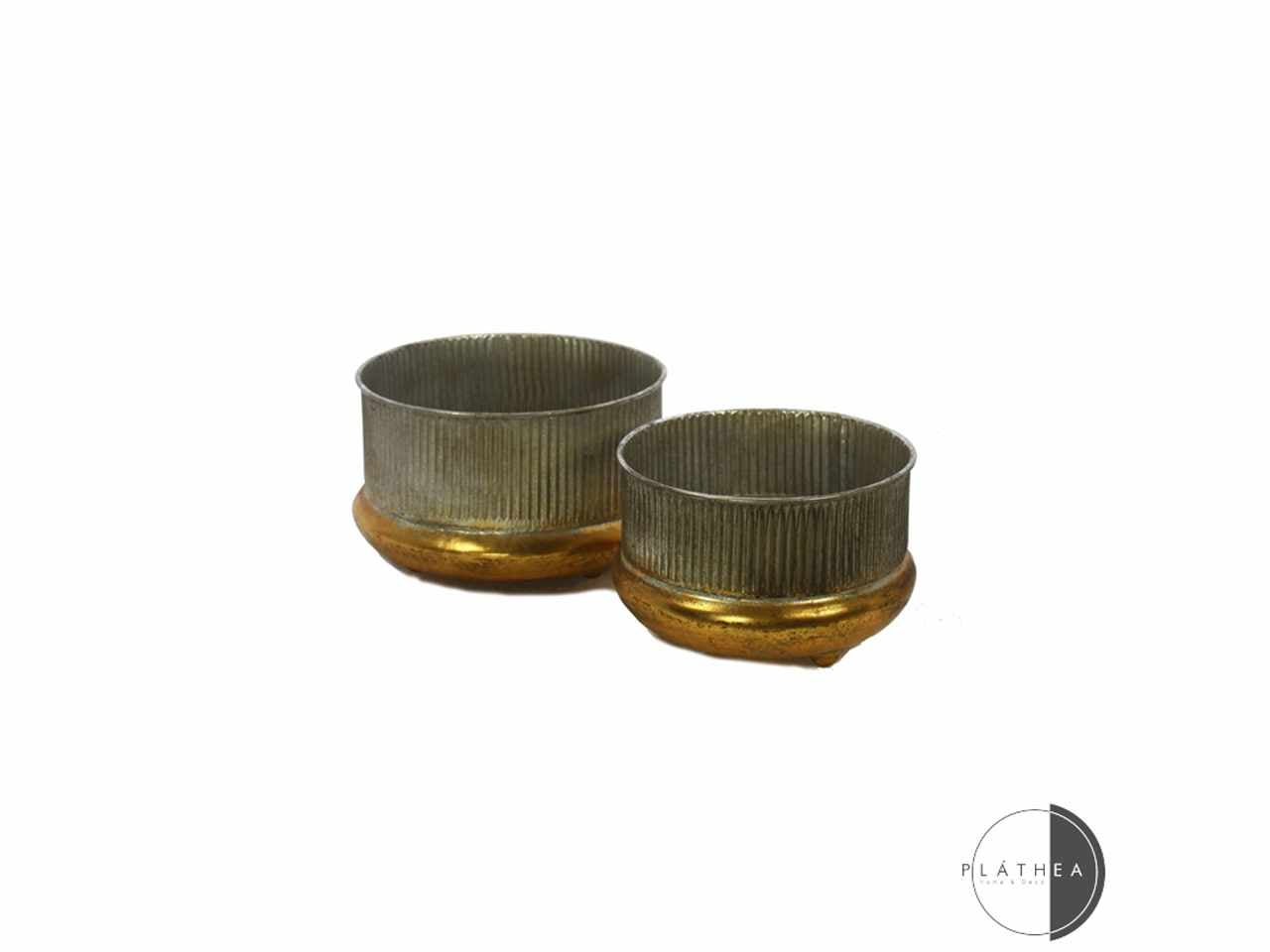 Vaso 2 pezzi argento/ oro in metallo