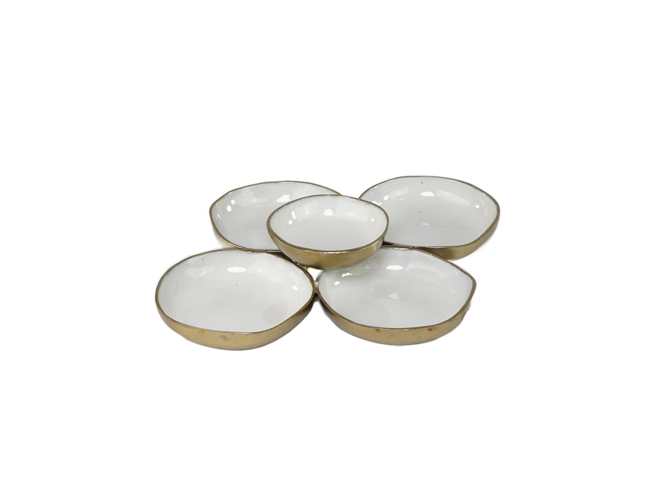 Ciotola colore bianco e oro misura 35x30x6cm in alluminio