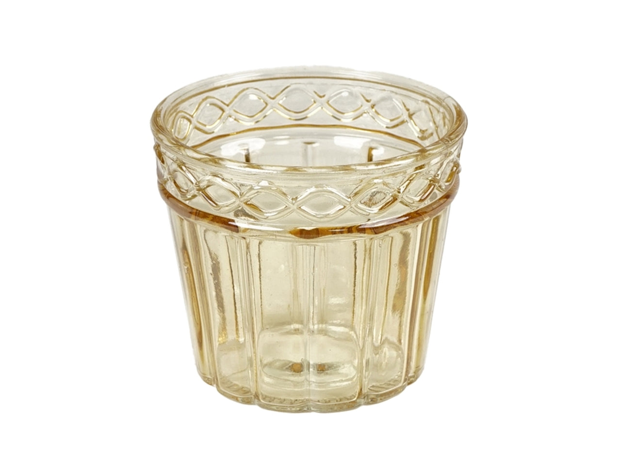 Vaso cachepot per piantine moderno in vetro giallo traslucido a campana con decorazione a rilievo, uso interno - 11x10cm - PlÃ thea