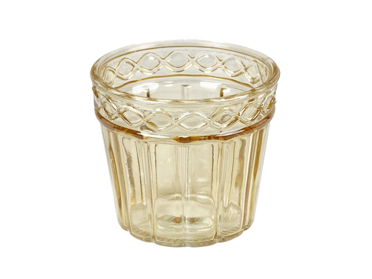 Vaso cachepot per piantine moderno in vetro giallo traslucido a campana con decorazione a rilievo, uso interno - 11x10cm - PlÃ thea