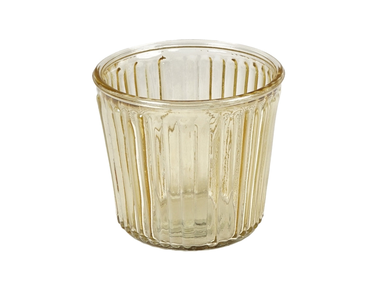 Vaso cachepot per piantine in vetro giallo traslucido con decoro a rilievo, per interno/esterno - d.11x10 cm - PlÃ thea