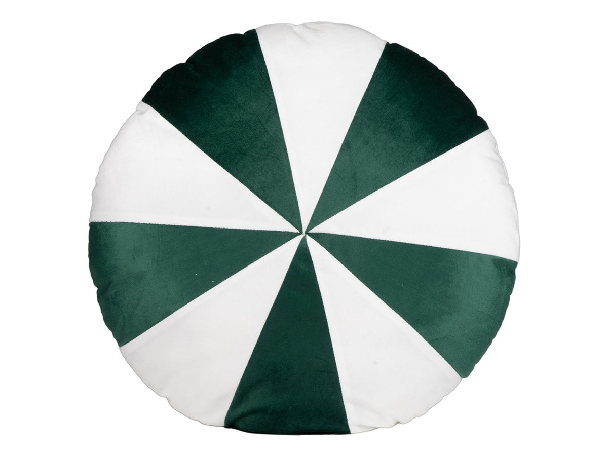 Cuscino  d.50cm a spicchi verdi e bianchi
