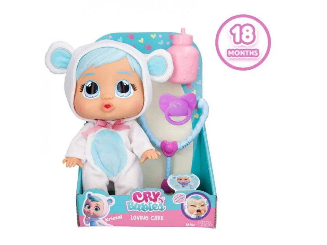 Cry Babies, Loving Care Kristal, bambola piange lacrime vere con accessori del dottore, per bambini di 18+ mesi - Imc toys