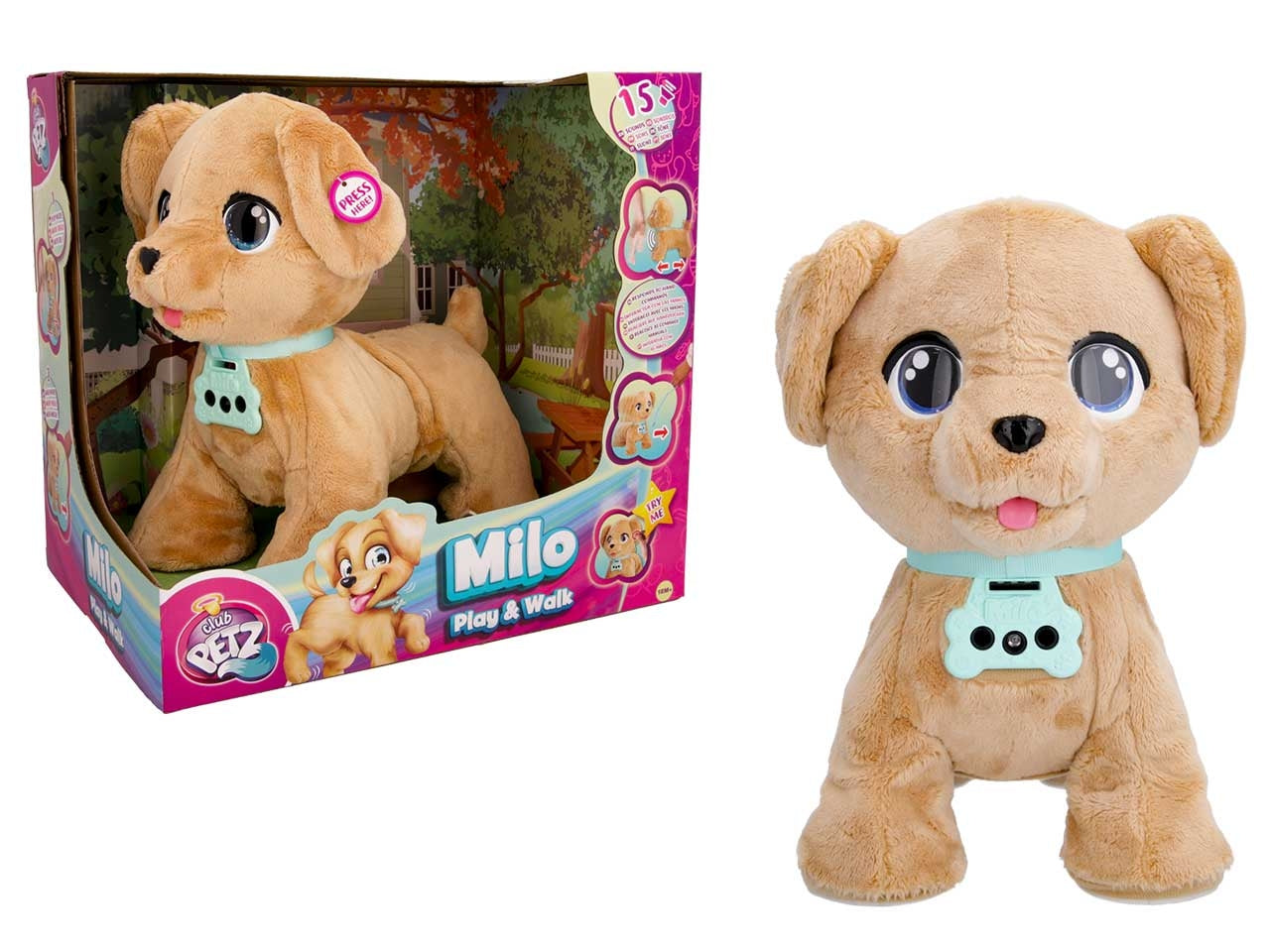 Club Petz, Milo gioca e cammina, peluche interattivo per bambini dai 18+mesi - Imc toys