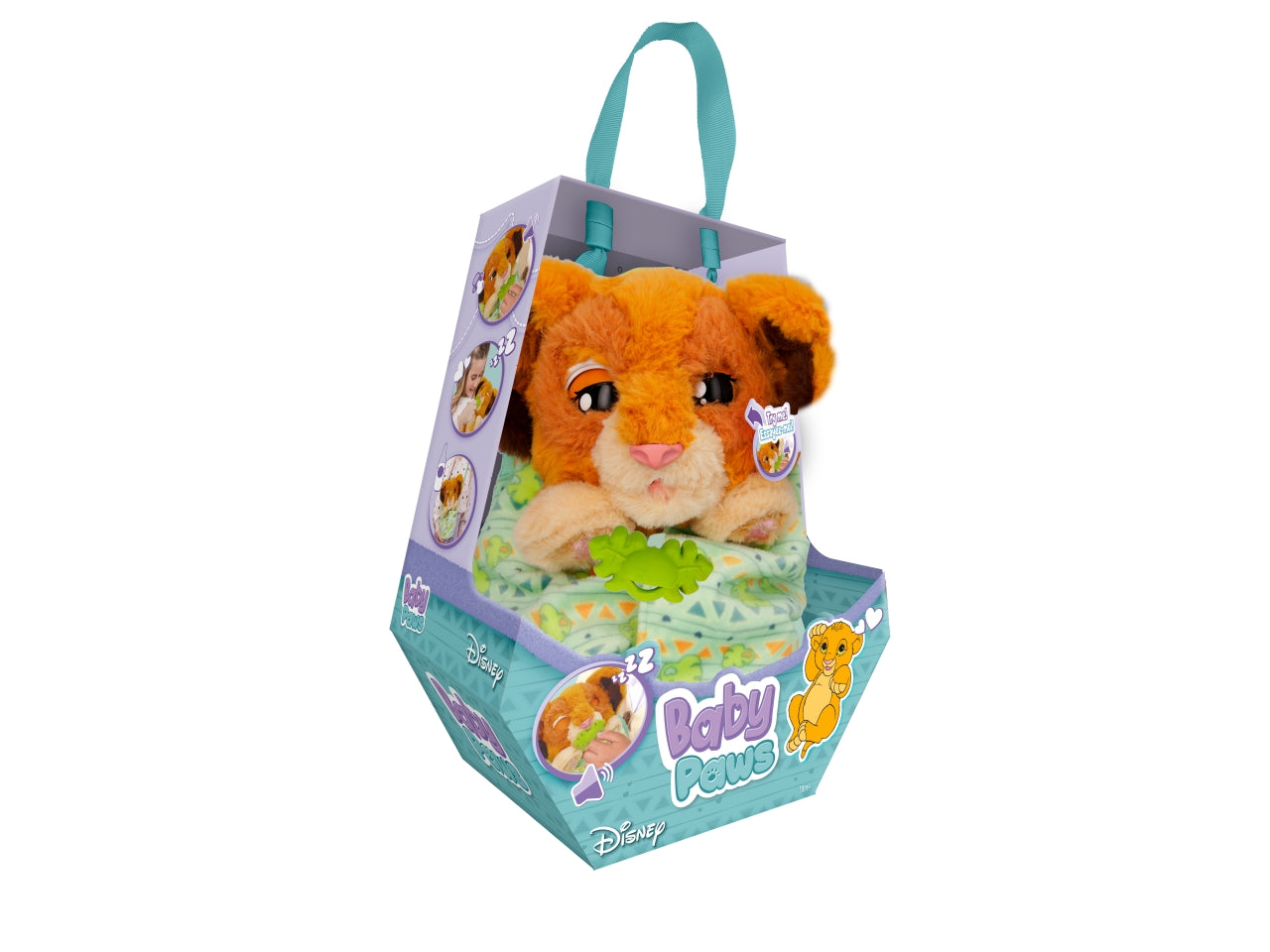 Baby paws Simba, Peluche interattivo con bosetta per bambini, 18+ mesi