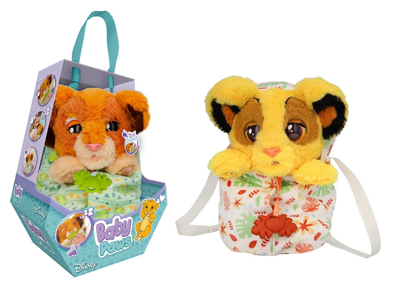Baby paws Simba, Peluche interattivo con bosetta per bambini, 18+ mesi