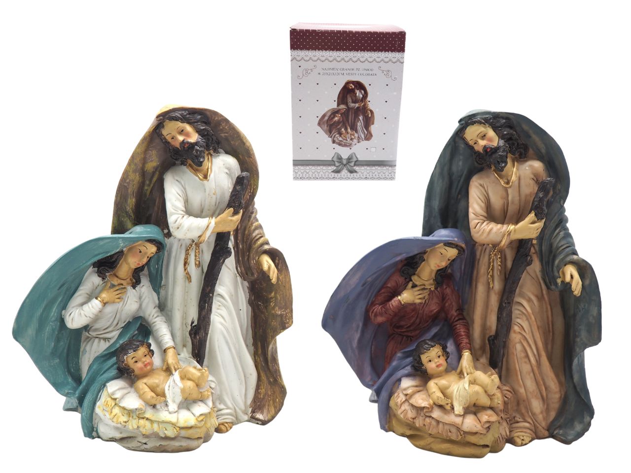 Nativita' grande h.25x21x12cm con veste colorata