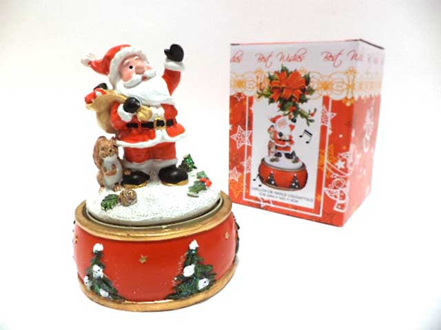 Carillon natalizio in poliresina con babbo natale h.15/d.11,5cm