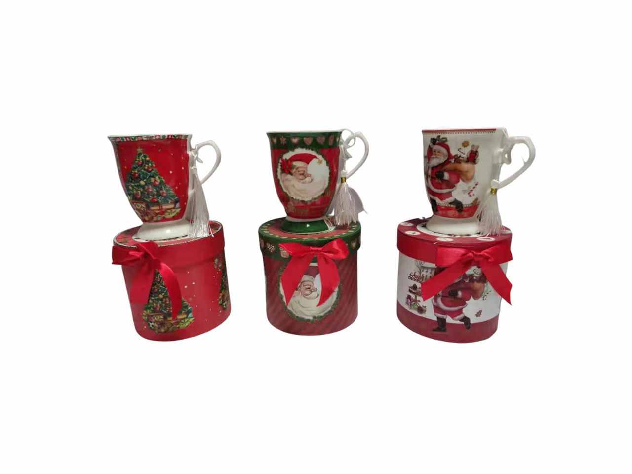 Tazza misura h.11,2x11,5xd.9cm con disegno natalizio in 4 assortimenti