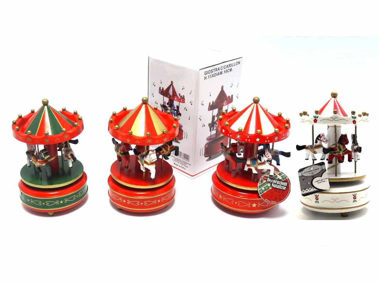 Giostra cavalli con carillon 10xh14cm 4 colori assortiti