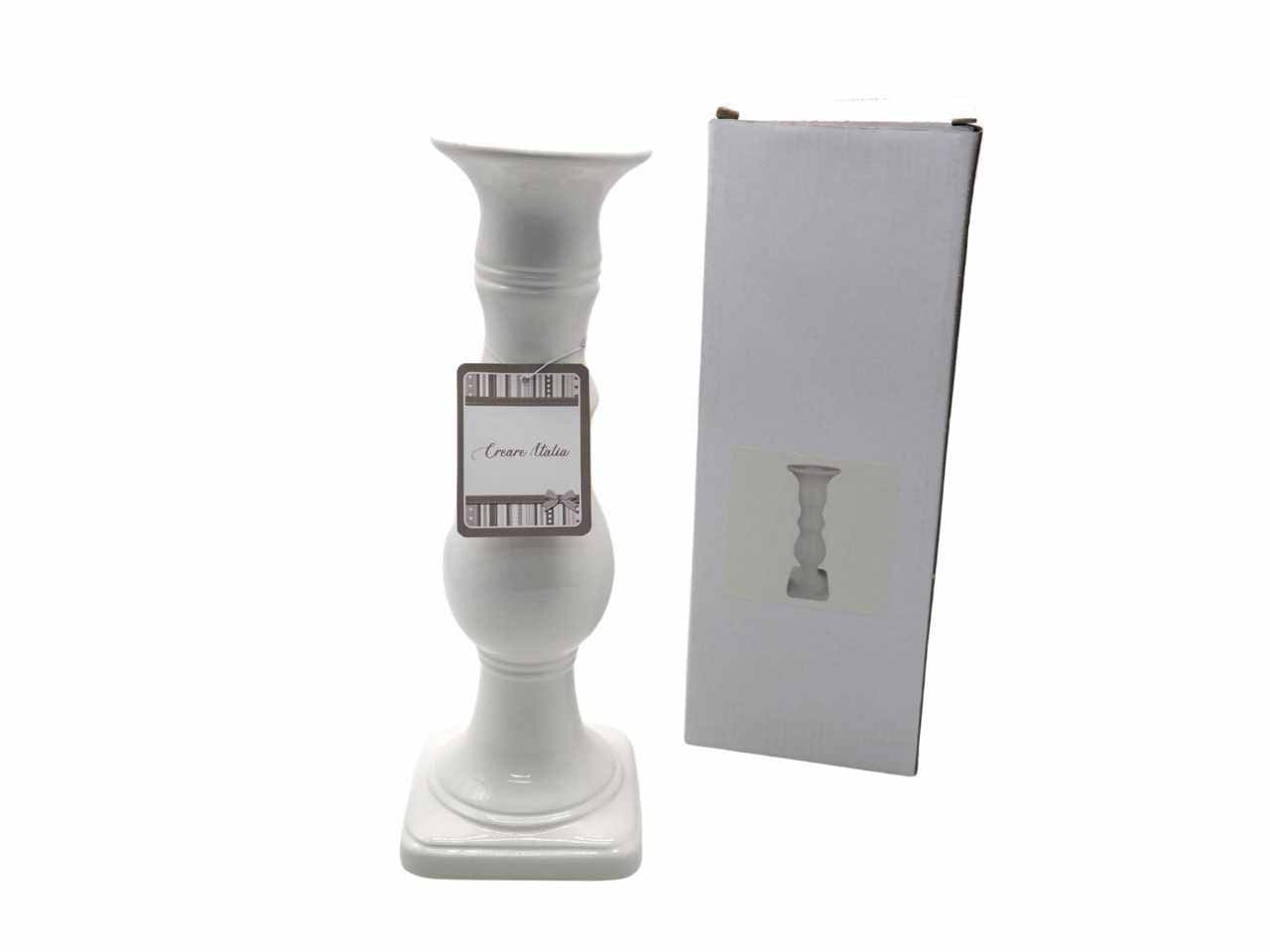 Candelabro bianco ceramica iii mis. 31,5/d.10,5cm