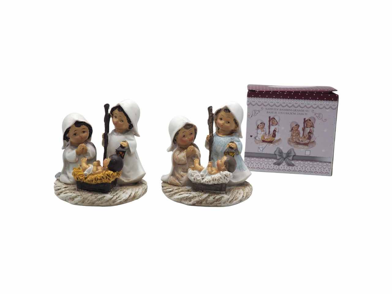 Nativita' bambini su base 11x8,5xh.11cm assortiti