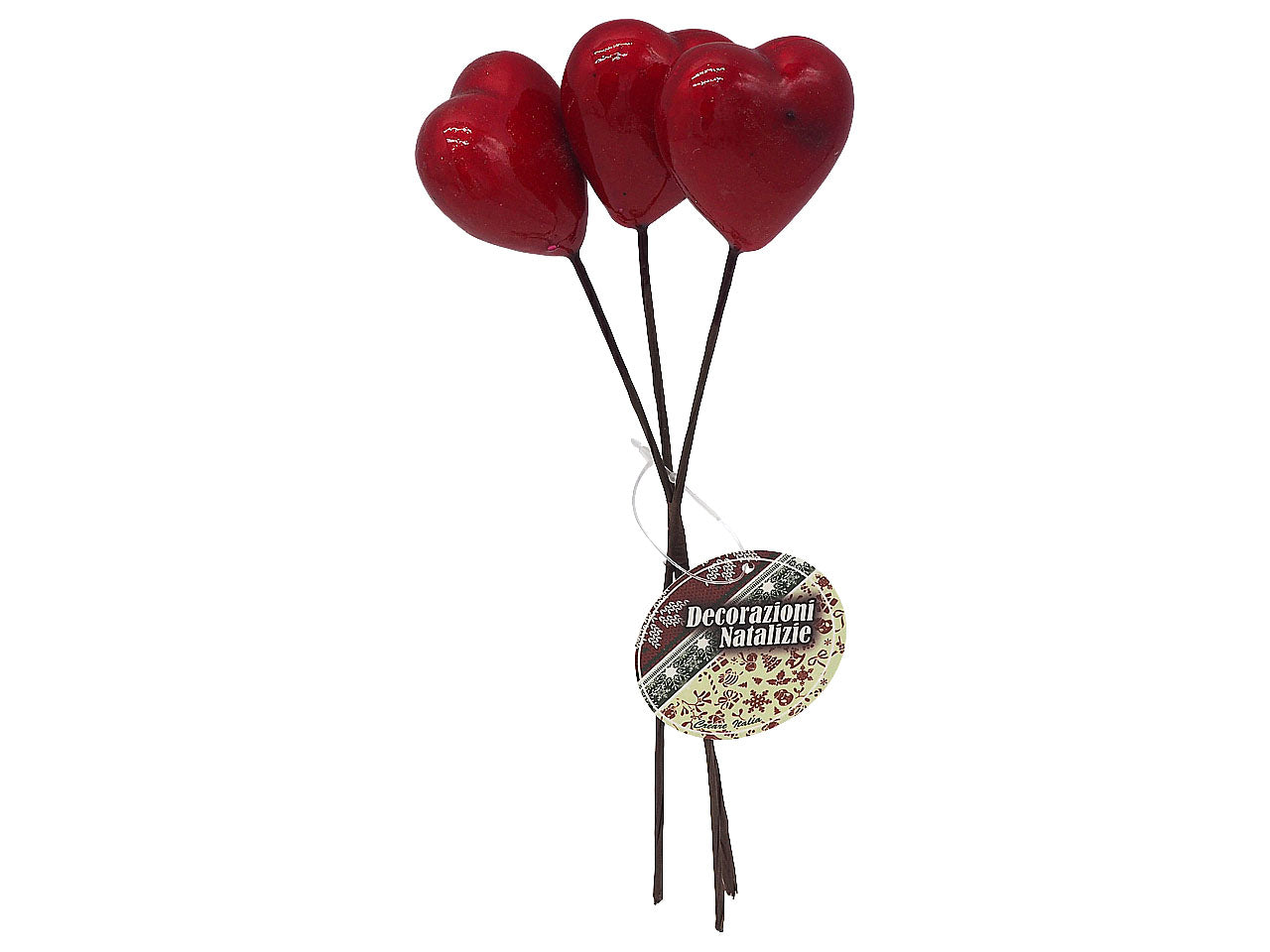 Mazzetto c/3cuori rossi d.4,5/h.19cm.