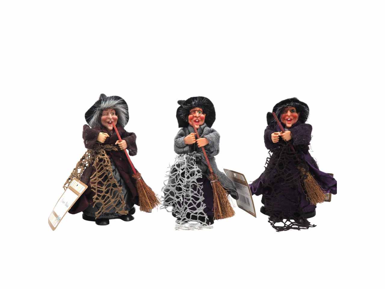 Befana porta dolciumi 16cm con scopa assortite