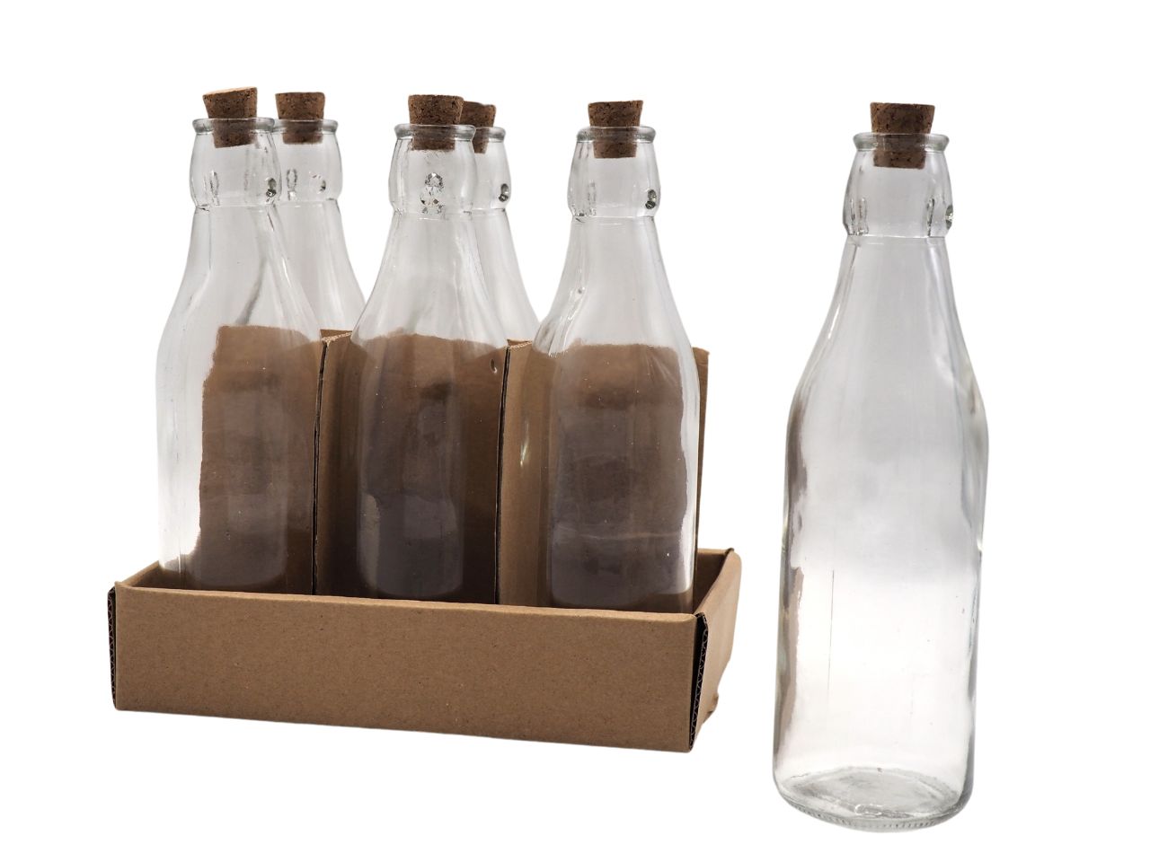 Bottiglia in vetro trasparente con tappo in sughero - 5,5x20 cm - Creare