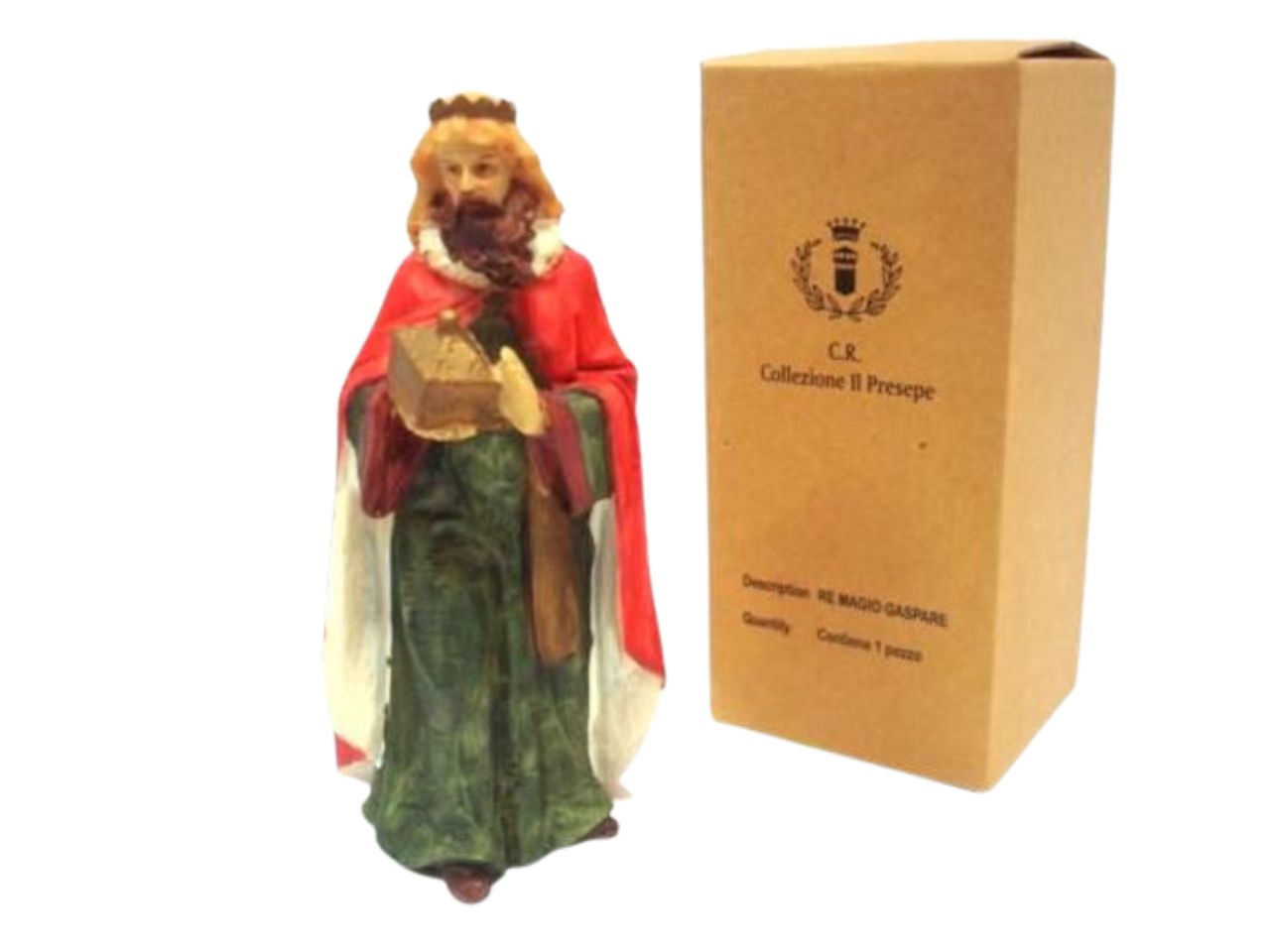 Statua Re Magio Gaspare 25cm multicolor in resina per presepe - Creare Italia