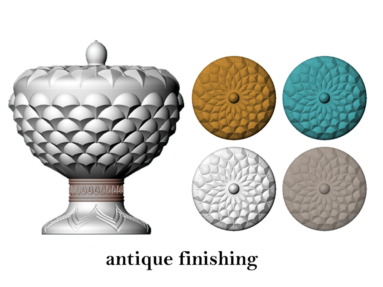 Scatola pigna anticata con coperchio 15,5x16x16cm colori assortiti