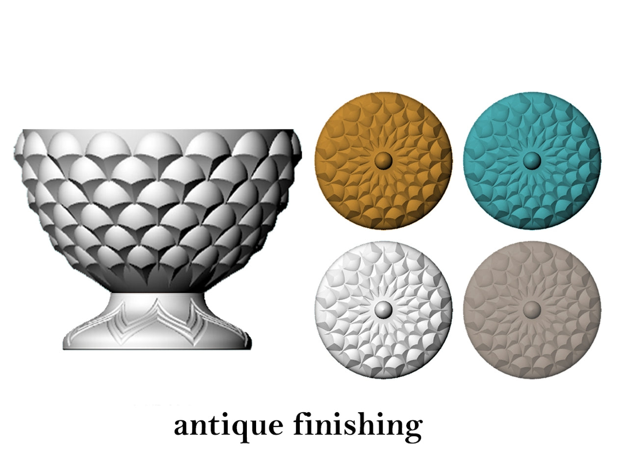 Alzata pigna anticata 15,5x16x16cm colori assortiti