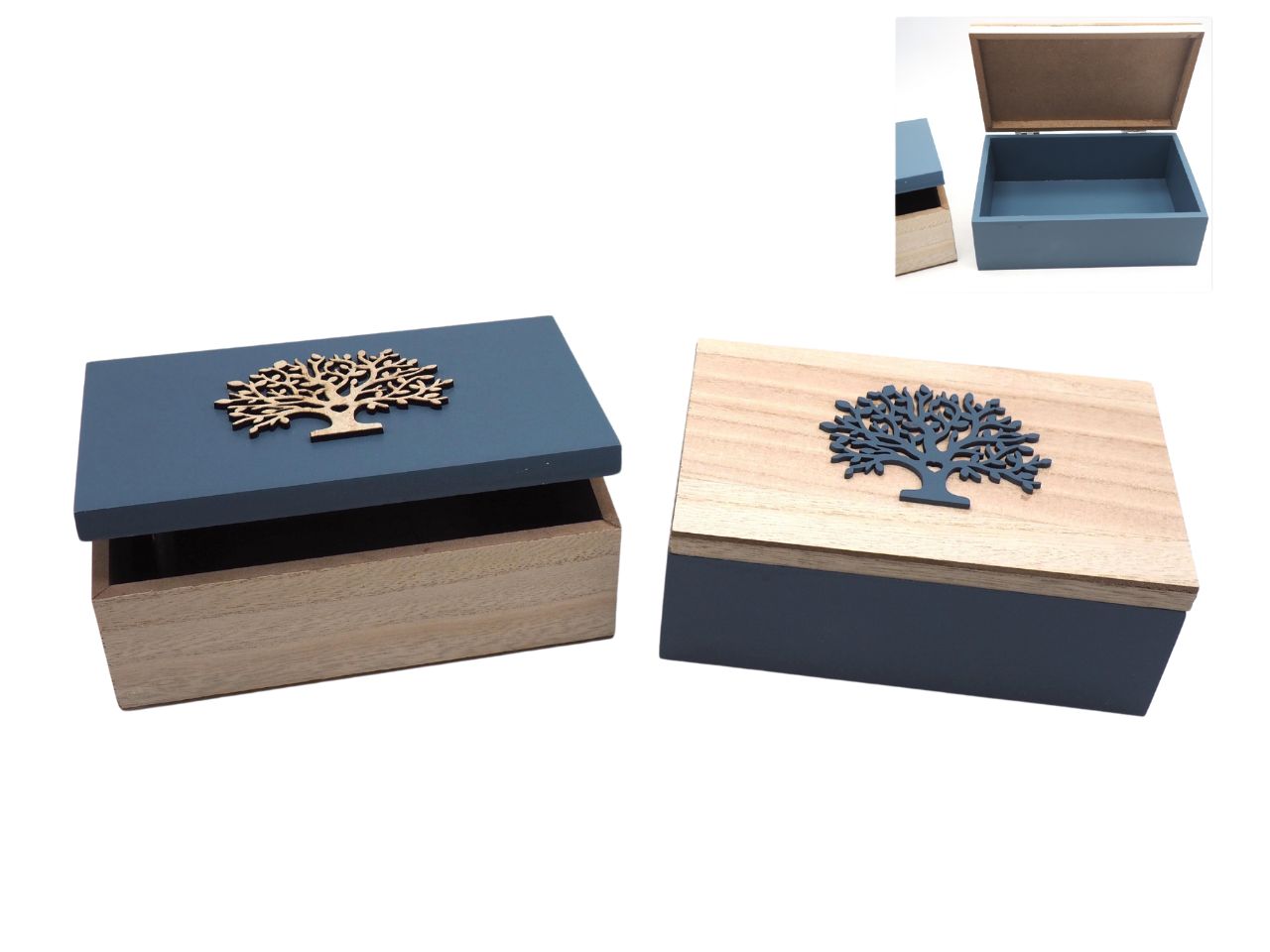 Scatola the legno rettangolare h.7x19x12cm in 2 assortimenti