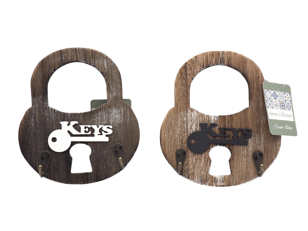 Porta chiavi in legno in 2 assortimenti