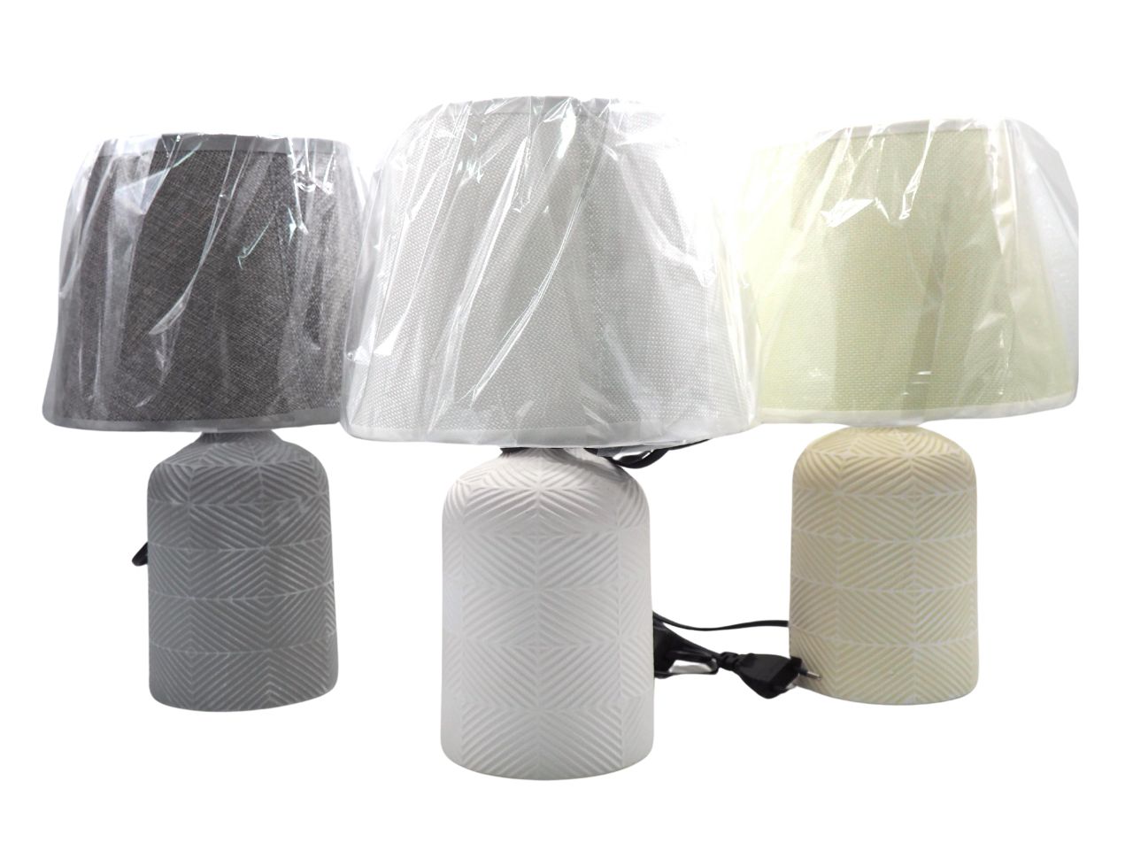 Lampada da tavolo in 3 colori assortiti stile moderno con paralume in tessuto 31 cm - Creare Italia