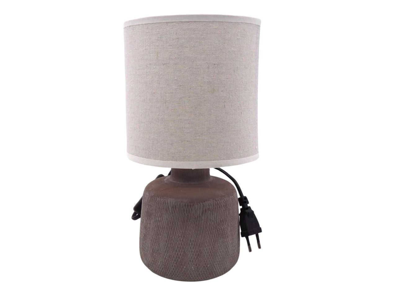 Lampada da tavolo marrone e avorio stile moderno con paralume in tessuto 29 cm - Creare Italia