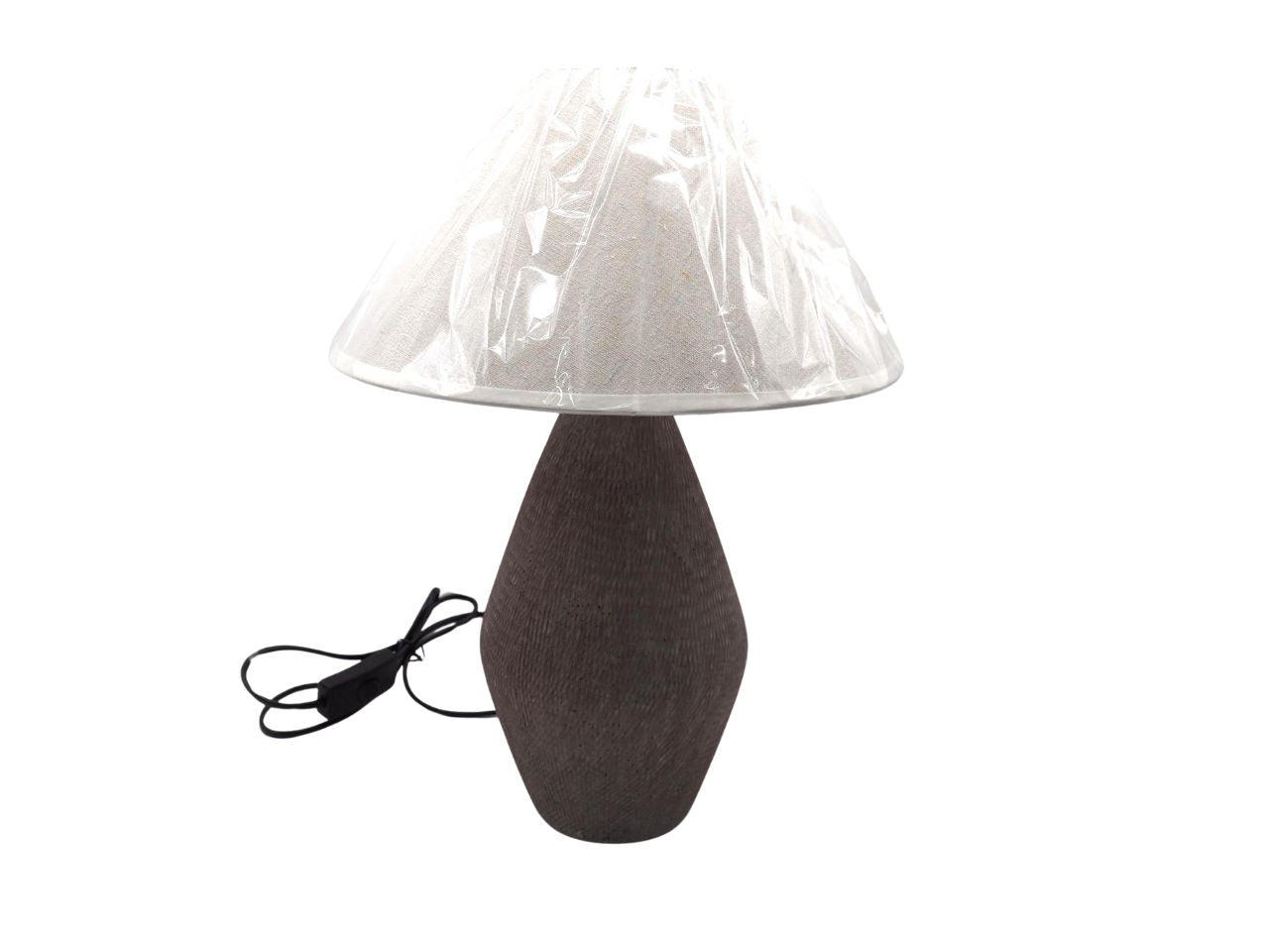 Lampada da tavolo marrone e avorio stile moderno con paralume in tessuto 41 cm - Creare Italia