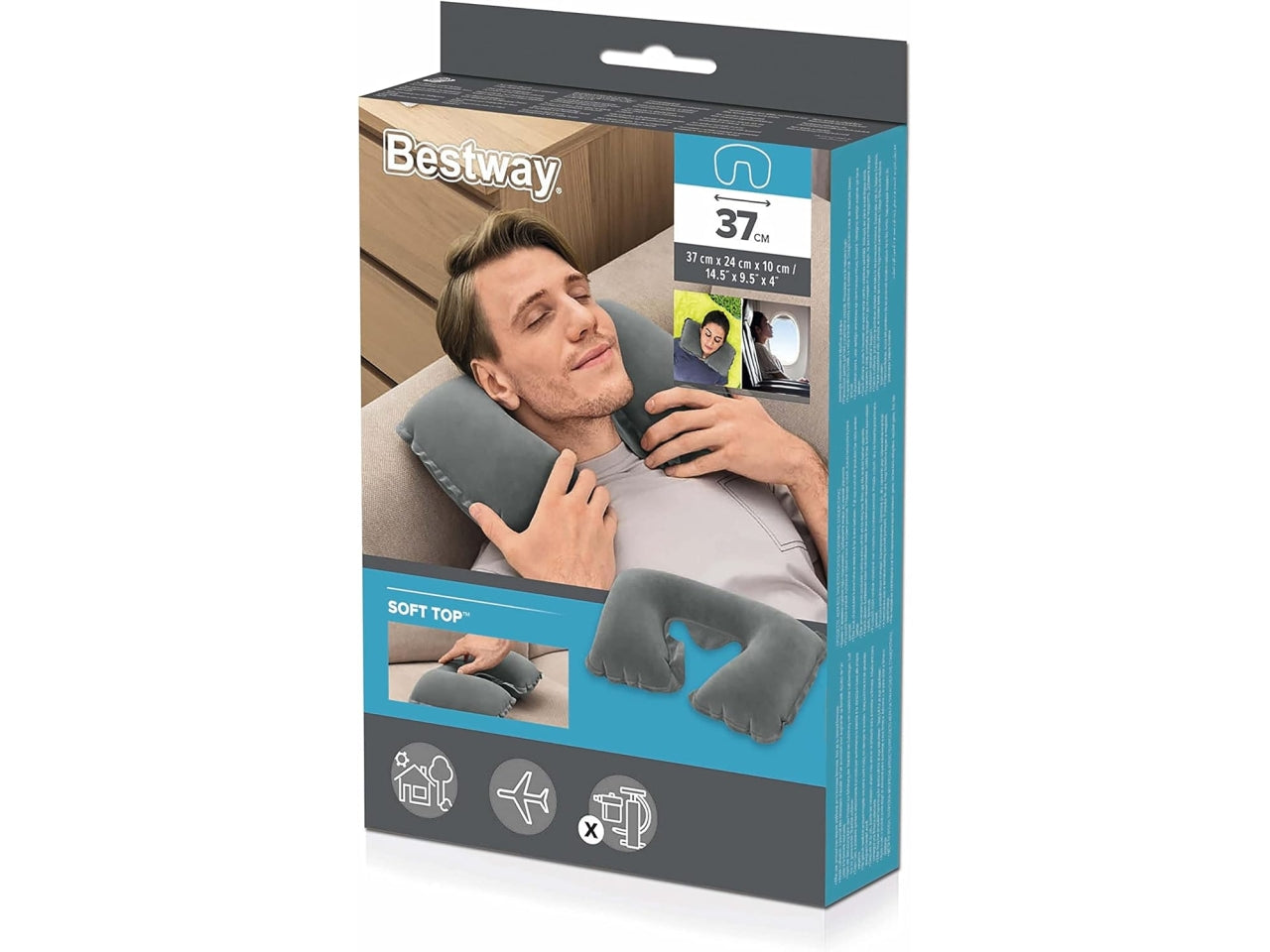 Cuscino cervicale da viaggio 37x24x10cm in 2 colori