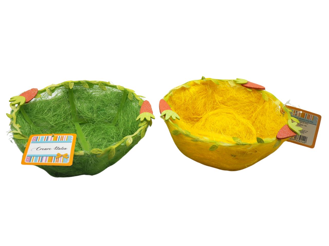 Linea impagliata cestino con carote d.17cm 2 assortimenti